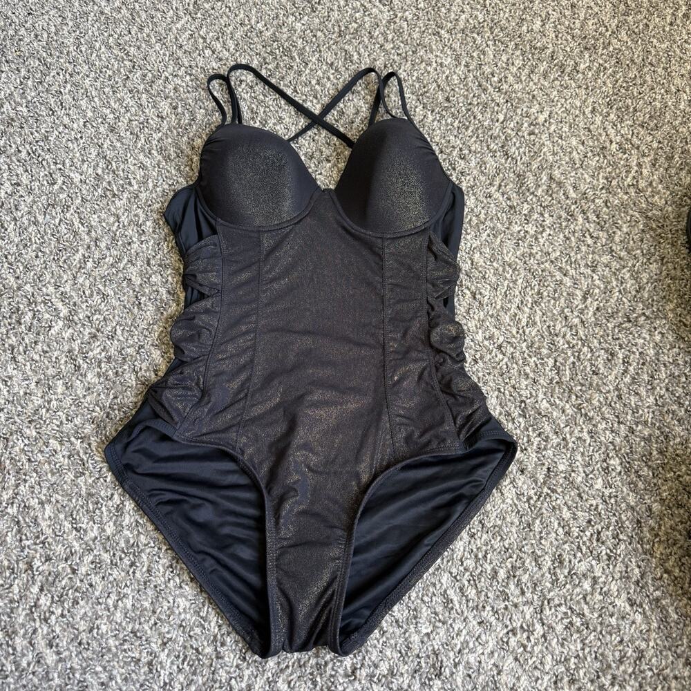 SPANX Black One-Piece Swimsuit with Crossback Straps